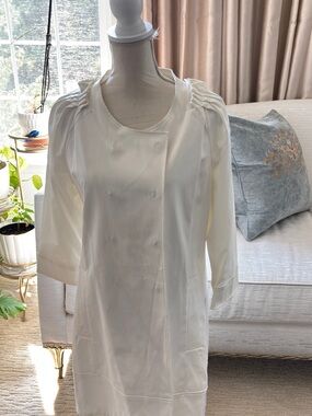 BCBGMaxAzria Ivory Satin-Look Dress Coat